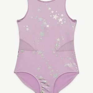 Justice Girls Celestial Foil Print Gymnastics Leotards with Scrunchies 2 Pcs (L)